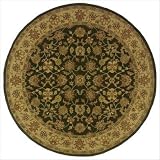 Luxury Black and Gold Accents Oriental Wool Round Rug Size: 8 Round