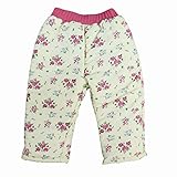 スノーパンツ 防寒 ズボン ベビー 女の子 花柄 中綿入り パンツ アイボリー 80