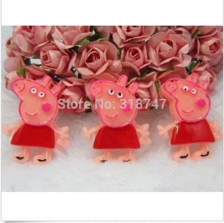 2pcs 30*25mm Cartoon Brooch Accessories Pink Piggy Resin Accessories