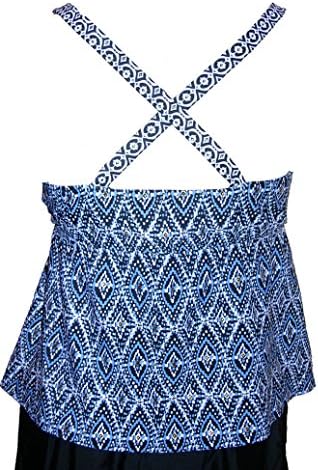 Beach Native Plus Size Tankini Swimsuit Top X-Back 18-24 (18W, Periwinkle/Black)