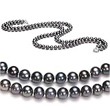Black 6-7mm AA Freshwater Pearl Necklace 23 inch Matinee Length