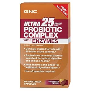 GNC Ultra 25 Billion CFUs Probiotic Complex with Enzymes - NEW VALUE SIZE 6