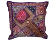 Vintage India Sari Patchwork Violet Beaded Floor Pillow Cushion Cover 24 Inch