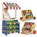 Melissa & Doug Grocery Store and Lemonade Stand with Playtime Fruits and Playtime Veggies Bundle