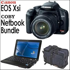 Canon EOS Rebel Xsi 12.2MP Black DSLR Bundle with Canon 18-55MM IS Lens, Coby 10.1 Netbook With... by EOS