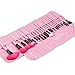 Premium Synthetic Kabuki Makeup Brush Set Cosmetics Foundation Blending Blush Eyeliner Face Powder Brush Makeup Brush Kit 24pcs (Pink)