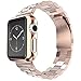 HUANLONG Compatible with Apple Watch Band, Solid Stainless Steel Metal Replacement Watchband Bracelet with Compatible with iWatch Series 1/2/3/4(Rosegold3 38mm)