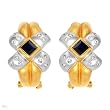 Earrings With 0.70ctw Precious Stones - Genuine Clean Diamonds and Sapphires Crafted in 18K Two tone Gold. Total item weight 8.4g Length 18mm