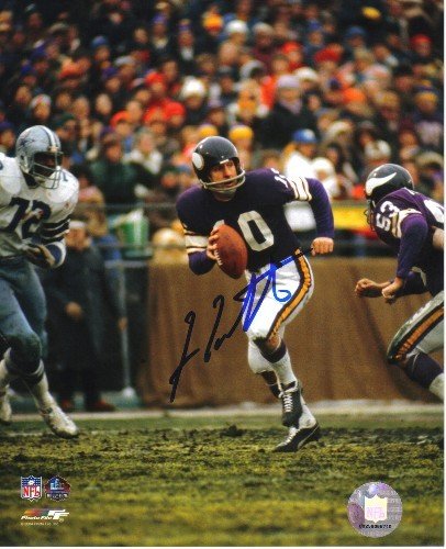 Fran Tarkenton Autographed/Hand Signed Minnesota Vikings 8x10 Photo (Purple Jersey)