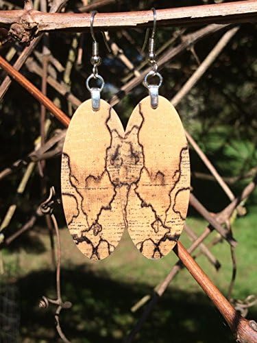 Wood Earrings Spalted Resin Infused Reclaimed Tamarind
