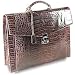 Fontanelli Brown Croc-Embossed Leather Briefcase
