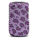Premium Luxurious Designer Hard Diamond Crystal Snap-on Case for Blackberry Curve 8520 Case - Purple Leopard Design
