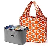 RuMe Large Tote Bag with Large 2Cool Insulated Cooler Insert Set of 2 - Choose your Color (Clementin