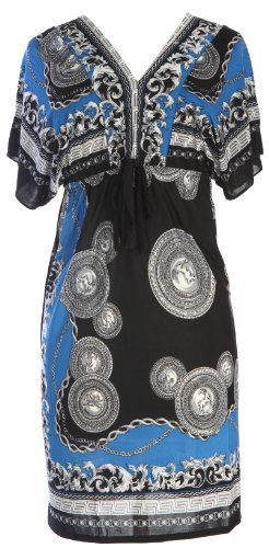 X&Z Fashion Women's Paisley Print V-Neck Kimono Dress