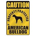 CAUTION " PROPERTY PROTECTED BY AMERICAN BULLDOG " PARKING SIGN DOG