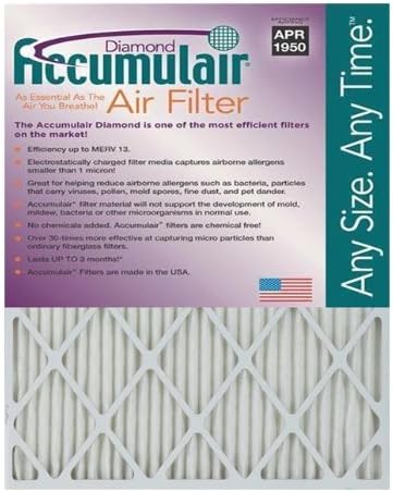 16-1/4x21x1 (Actual Size) Accumulair Diamond Filter MERV 13 4-Pack