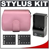 Olympus Stylus Premium Pink Leather Case with (2) LI-42B Batteries & Charger Kit for Stylus 1040, 1050 SW, 7000, 550WP, FE-360, FE-20, FE-3000, FE-3010, FE-5000, FE-5010 Digital Camera
