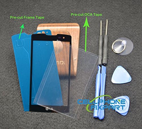 Front Outer Lens Glass Lens Replacement for LG Leon H340 MS345 C50 H345 H341 H340 H320 H326+Pre-cut OCA&amp;Frame Tape+Tools (NO Digitizer)