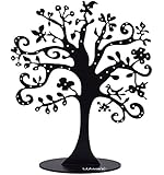 Jewelry Tree Stand Metal Jewelry Organizer Holder Display for Earrings, Bracelets, Necklaces (Black)