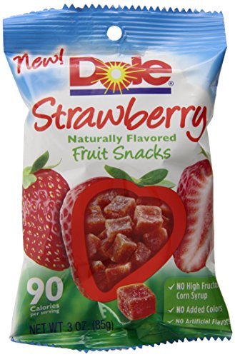 Dole Naturally Flavored Fruit Snacks, Strawberry, 3 Ounce (Pack of 8)