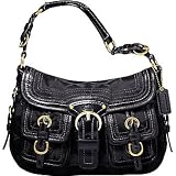 AUTHENTIC COACH LEGACY BLACK SIGNATURE MEDIUM FLAP SHOULDER 12596