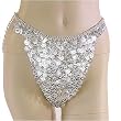 Bellydance White Brass Coin Bikini Bottom, One size fits waist or hips up to 32", Belly dancing coins add great jingling sounds
