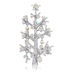 Crystal Accent Christmas Tree in Silver Tone Brooch Pin - Ideal Gift For Mother Day, Anniversary, Engagement, Wedding, Birthday, For Her