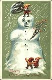 Gnomes with Snowman Snowmen Original Vintage Postcard