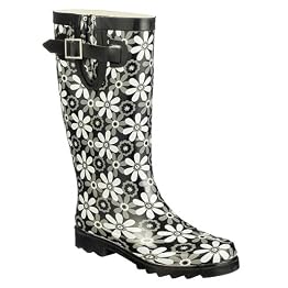 McGibbon Floral Rain Boots - Black
