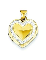 14K Two Tone Gold Heart Locket Pendant Jewelry New |B