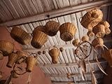 Wicker Baskets And Dreamcatchers Hanging in a Restaurant, Casa Vieja Restaurant, Humahuaca Travel Photographic Poster Print, 18x24