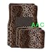A Set of 4 Universal Fit Animal Print Carpet Floor Mats for Cars / Truck - Leopard