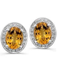 14k White Gold 0.25 Ctw Citrene Diamonds Earrings