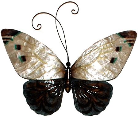 Small Wall Metal Art, White And Blue Butterfly, This attractive, hand-painted work of art can be hung in nearly any setting either by itself or in groups. Dimensions:12 x 1 x 9 in.