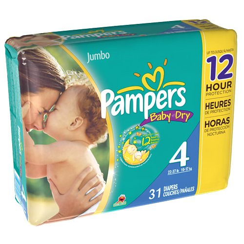 Pampers Baby Dry Diapers Size 4 Jumbo Bag 31 Count Pack of 4