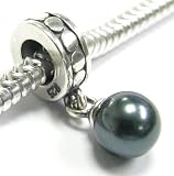 Queenberry (Free S/H) Sterling Silver Tahitian-look Swarovski Crystal Pearl Dangle Bead Charm For Pandora Troll Biagi Chamilia European Story Charm Bracelets