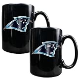 Carolina Panthers NFL 2pc Black Ceramic Mug Set - Primary Logo