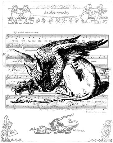 Classic 11x14 Black and White Alice in Wonderland Fine Art Print of the Jabberwocky, #1, Sheet Music Art Print Size: 11x14 Inches (WJab1Mu1114)