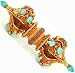 Five-Pronged Gold Plated Dorje with Gemstones - Copper Sculpture