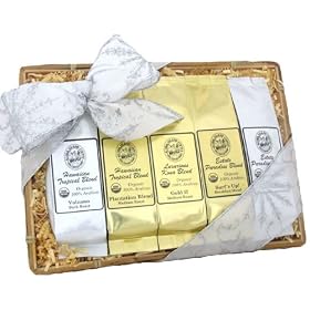 Christmas Snowflake Ribbon, Kona Blend Coffee Sampler Gift Basket, Ground Coffee, Brews 60 Cups