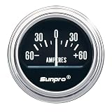 Sunpro CP7954 Electrical Ammeter Gauge - Black Dial
