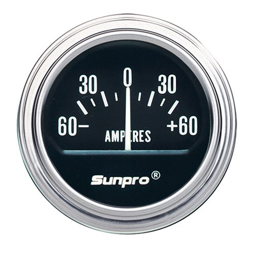 Sunpro CP7954 Electrical Ammeter Gauge - Black Dial