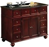 Hampton Bay 45 Inch Dark Brown Sink Cabinet with Black Granite Top, BLACK GRANITE, HAZEL BROWN