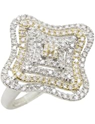 14k White and Yellow Gold 0.98ctw Diamond Cocktail Ring LR141Y Size 7.5