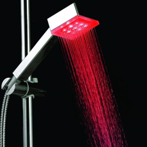 7 Colors Square LED Light Shower Head, Bathroom Showerheads with Chrome Coated