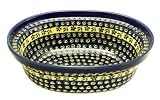 Bunzlauer Polish Pottery 1157-175A 3 Qt Family Casserole, Blue with Yellow and Green
