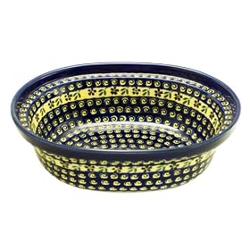 Bunzlauer Polish Pottery 1157-175A 3 Qt Family Casserole, Blue with Yellow and Green by Bunzlauer Stoneware