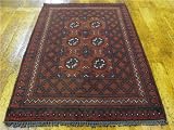2'6 x 3'10 Red Hand Knotted Wool Afghan Rug