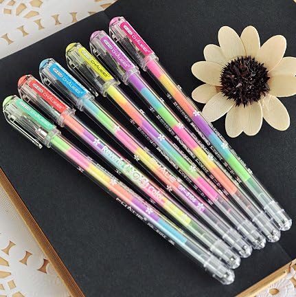 Colorful 6 Colors in 1 Changed Color Gel Ink Ballpoint Pens Pack of 6pcs