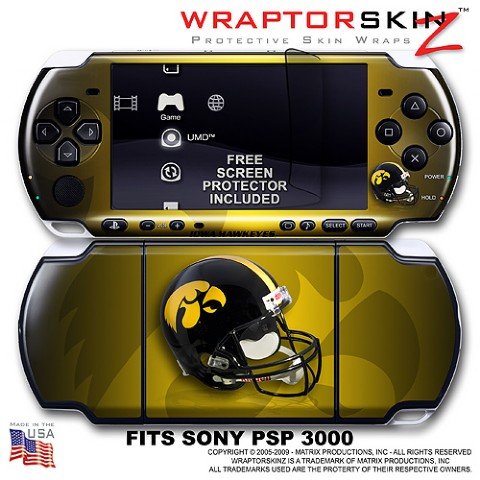 Iowa Hawkeyes Helmet WraptorSkinz Skin and Screen Protector Kit fits Sony PSP 3000